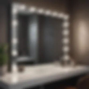 Chic vanity setup featuring a modern plug-in mirror