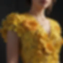 Floral details of the Nordstrom yellow dress