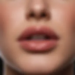 Close-up of NYX Lip Plumper applied on lips, showcasing its glossy effect