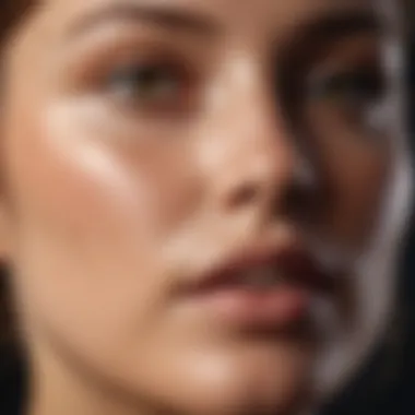 Close-up of skin with radiant foundation