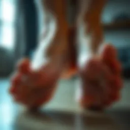 Close-up view of cracked heels showcasing dryness and potential for care