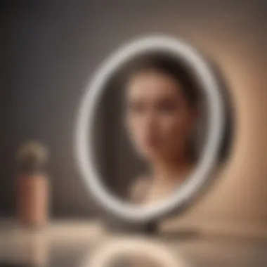 Elegant plug-in makeup mirror showcasing warm lighting