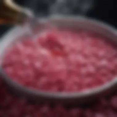 Close-up of rose petals being distilled for oil extraction