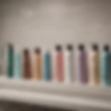 A selection of face wash products lined up on a bathroom shelf, showcasing their diverse packaging.