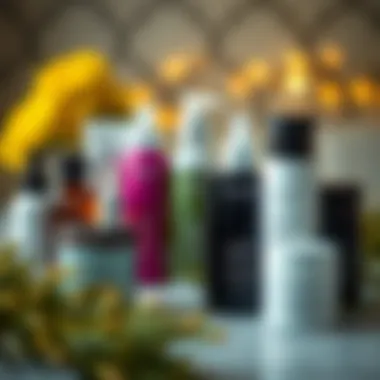 Aftercare products arranged for maintaining dyed hair health