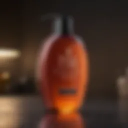 Close-up of a luxurious shampoo bottle