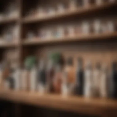 A diverse array of skincare products tailored for different skin types displayed on a wooden shelf.