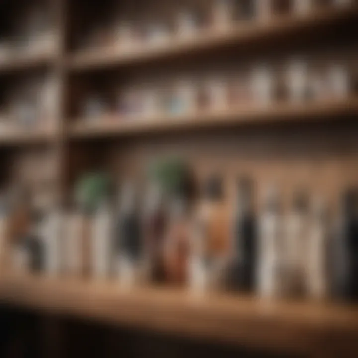 A diverse array of skincare products tailored for different skin types displayed on a wooden shelf.
