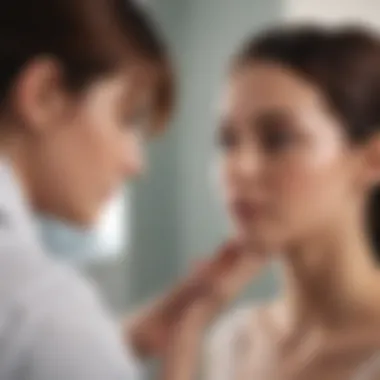 A healthcare professional consulting a patient about acne treatment options