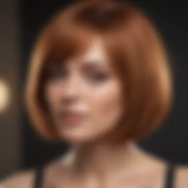 A stylish bob haircut showcasing soft auburn color