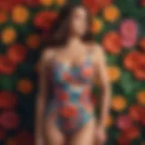 Stylish ruched swimsuit in vibrant floral pattern