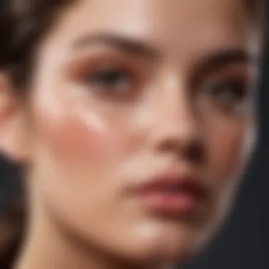 A close-up of liquid blush applied on oily skin