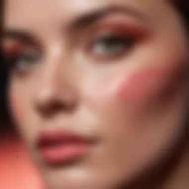 Vibrant hues of liquid blush on a makeup palette