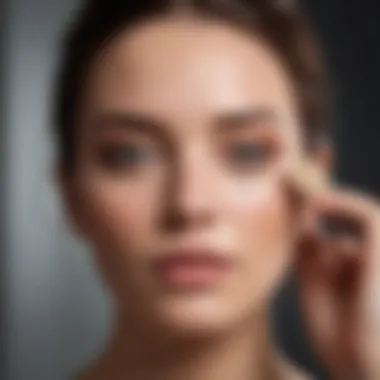 A makeup artist applying face powder to achieve a flawless complexion.