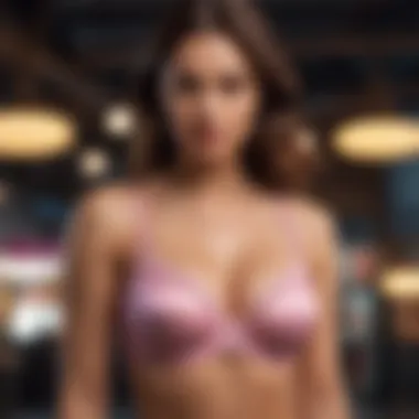 A visually striking bra advertisement displayed on a smartphone screen, showcasing innovative design and aesthetics.