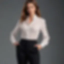 Elegant black work pants styled with a chic blouse