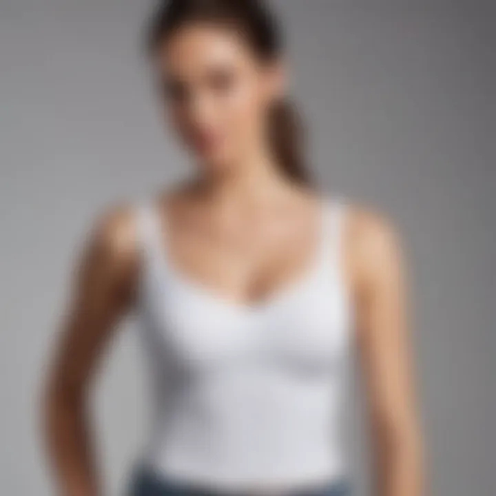 Chic white tank top with built-in bra support displayed on a neutral background