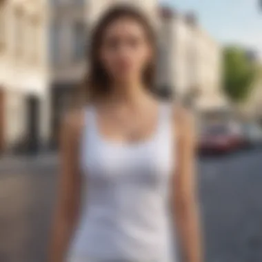 Versatile Styling Options Model showcasing versatility of the white tank top in a casual setting