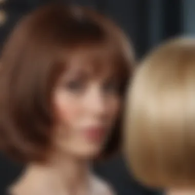 Close-up of a person examining a hair wig for quality and comfort