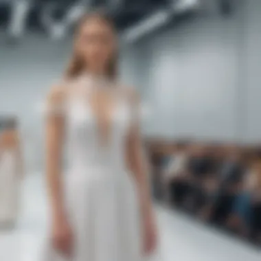 Contemporary fashion show featuring modern white gown designs