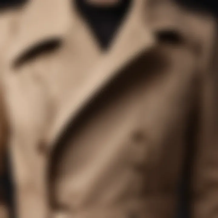 Close-up of intricate stitching detail on a Jessica London trench coat