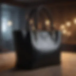 Elegant black tote bag with gold accents