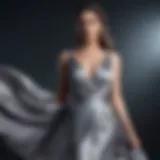 Elegantly draped silk dress in moonlight hues