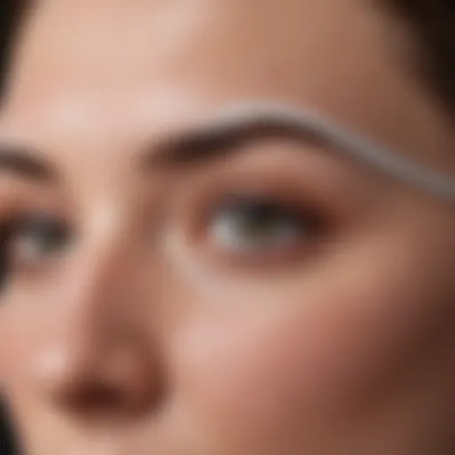 Close-up view of eyebrow lift tape applied on skin