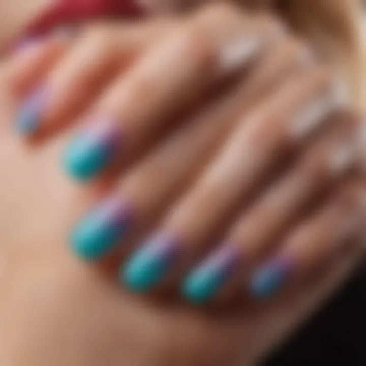 Vibrant gel nail extensions reflecting a glossy finish under light