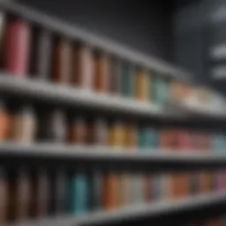 A variety of hair mousses displayed on a shelf