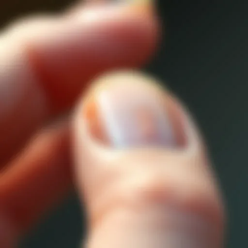 Close-up of ridged nails highlighting health indicators