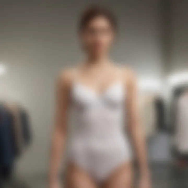 Person styling Uniqlo undergarment on mannequin