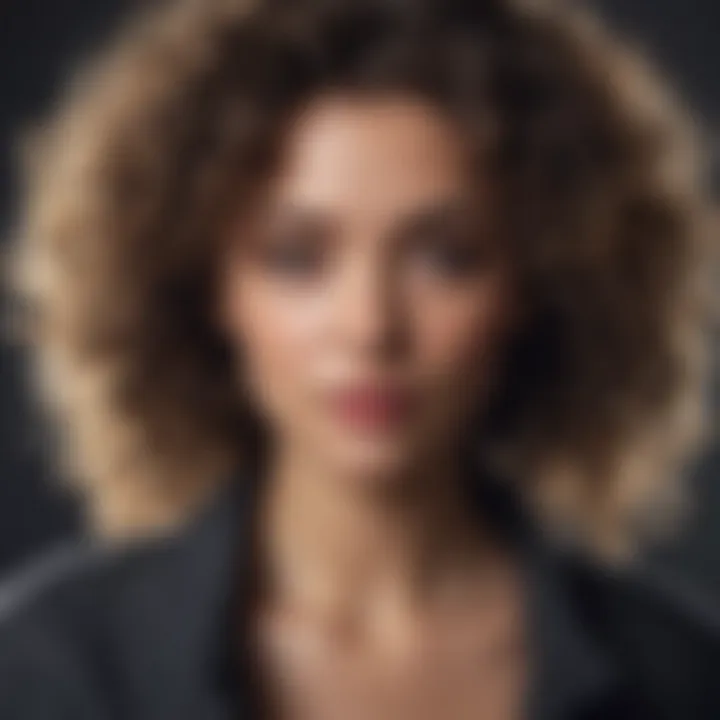 Woman with tousled curly hair walking confidently