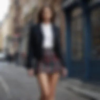 Fashionable individuals styling tartan skorts in urban settings