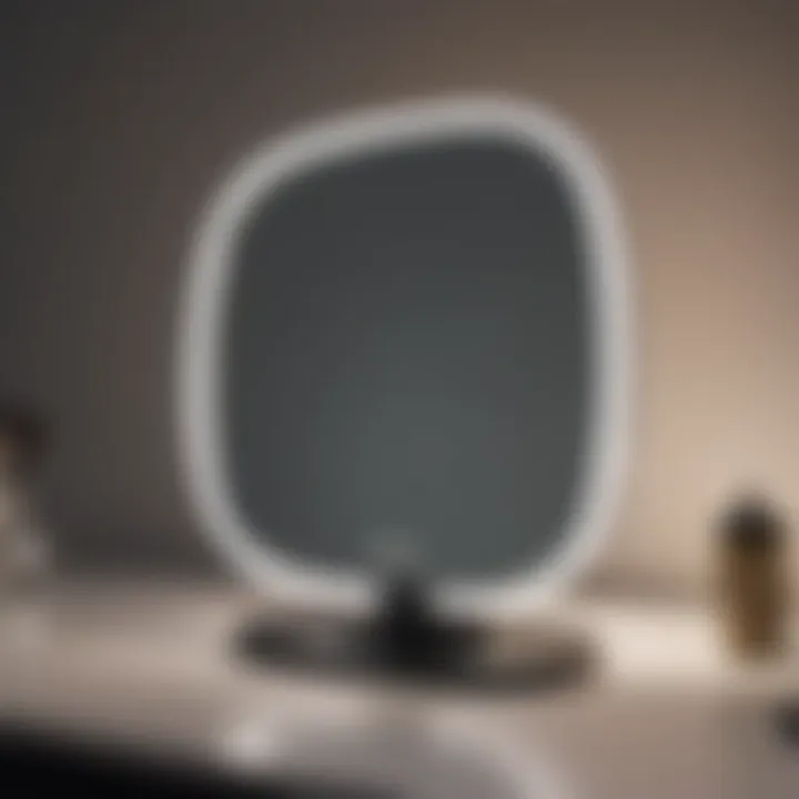 Close-up view of a vanity mirror demonstrating advanced technology