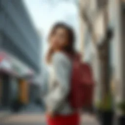 Stylish medium-sized backpack paired with casual outfit