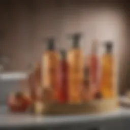 A variety of hair treatment products on a vanity table