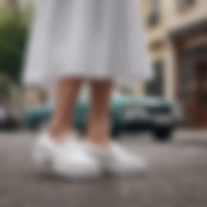 White chunky loafer paired with edgy street style outfit