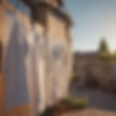 White clothes hanging to dry in the sun