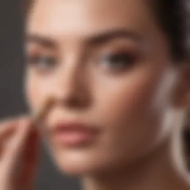 Woman applying concealer with brush