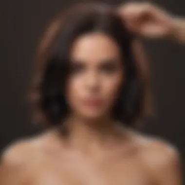 Natural Hair Coloring Process Dark-haired woman applying natural dye treatment